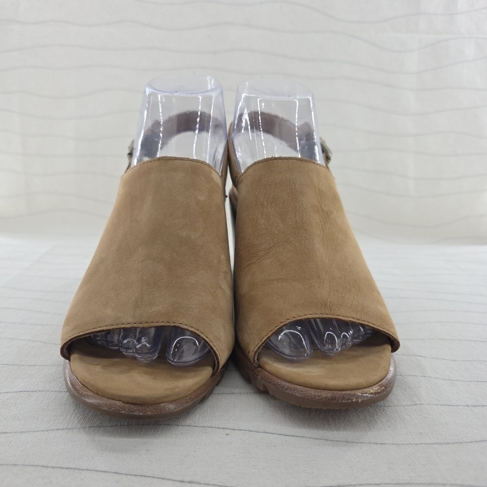 Sorel Womens Nadia Slingback Tan Leather Sandals Heels Shoes NL3241-224 Size 8 - Picture 4 of 11